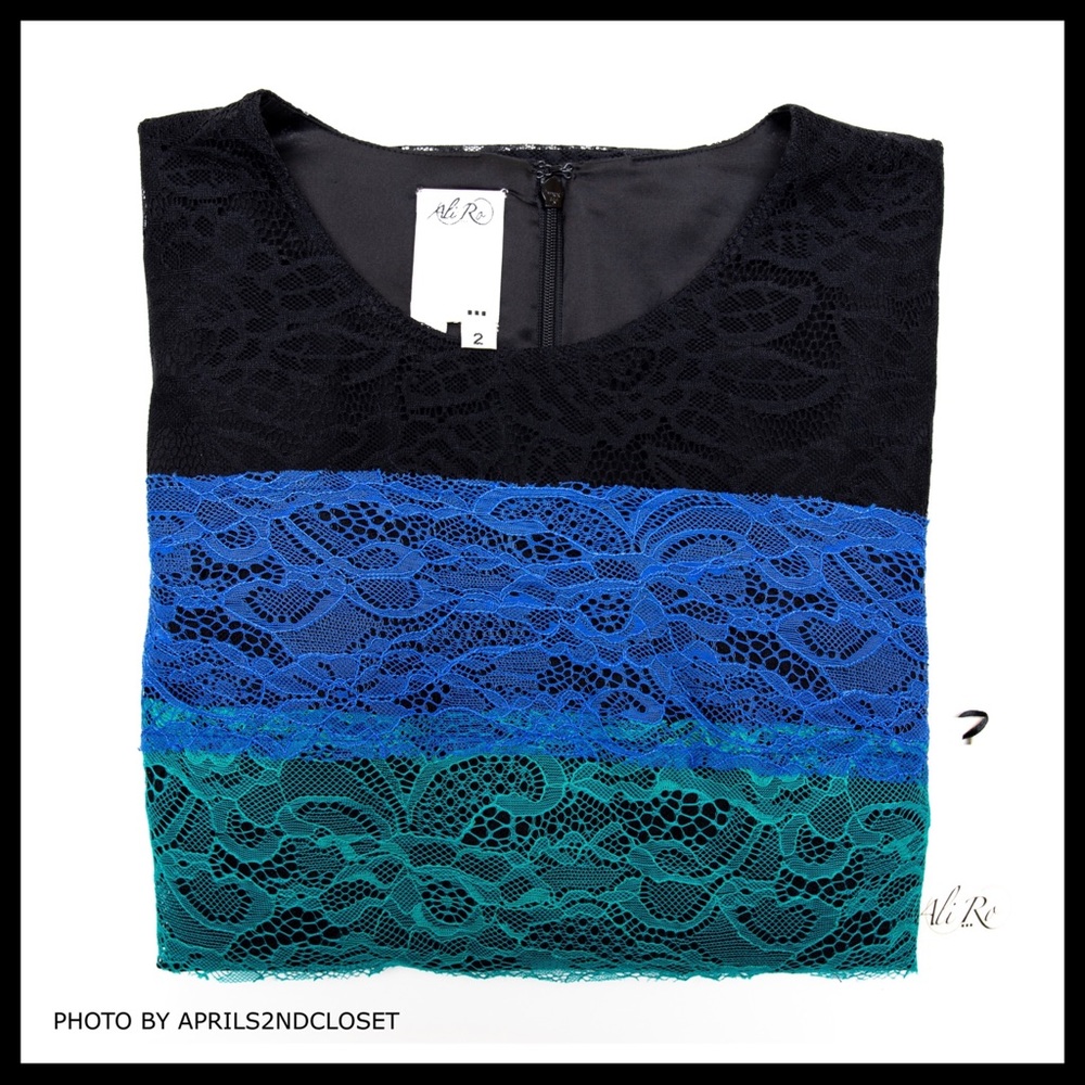 BLACK LACE KNIT SHIFT MINI 3/4 SLEEVES 80S RETRO STYLE DRESS A3C - Picture 6 of 7